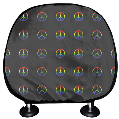 Rainbow LGBT Peace Sign Pattern Print Car Headrest Covers