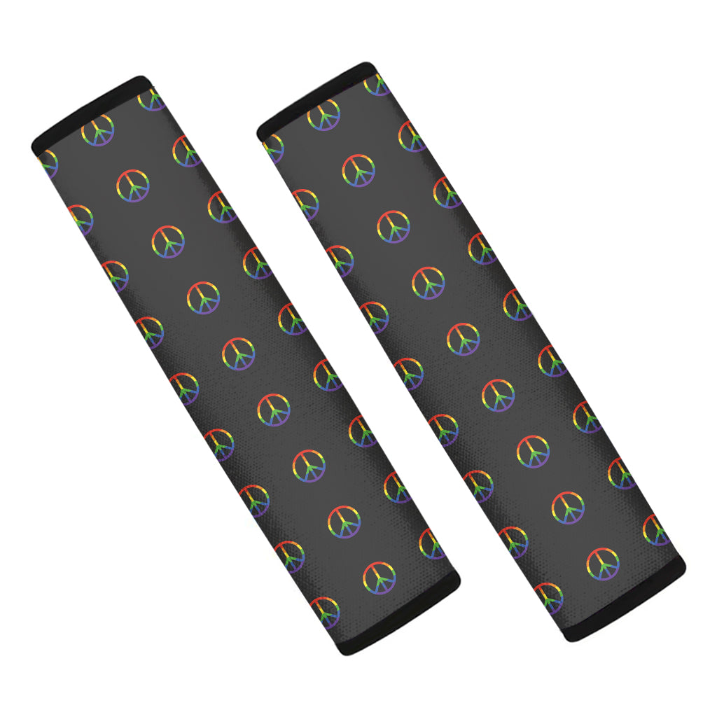 Rainbow LGBT Peace Sign Pattern Print Car Seat Belt Covers