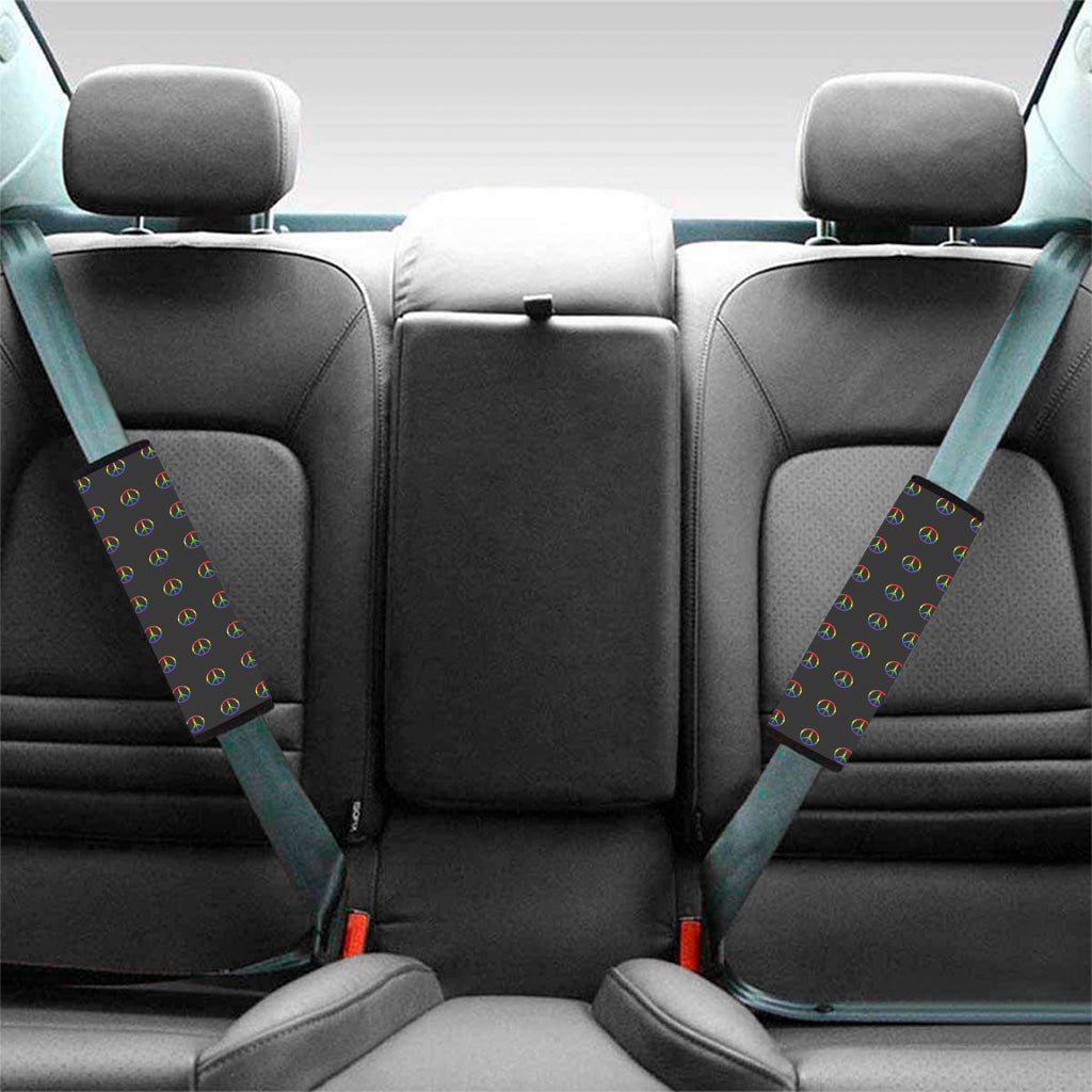 Rainbow LGBT Peace Sign Pattern Print Car Seat Belt Covers