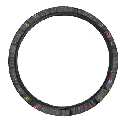 Rainbow LGBT Peace Sign Pattern Print Car Steering Wheel Cover