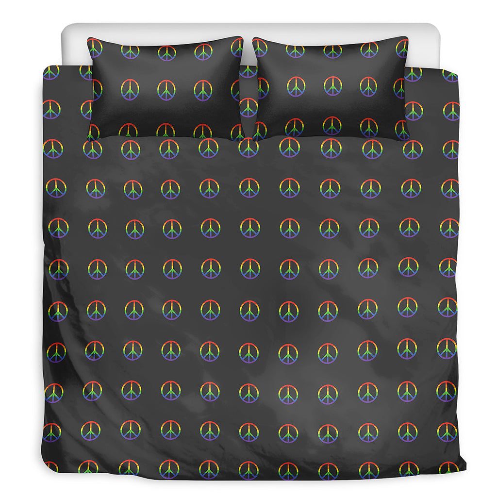 Rainbow LGBT Peace Sign Pattern Print Duvet Cover Bedding Set