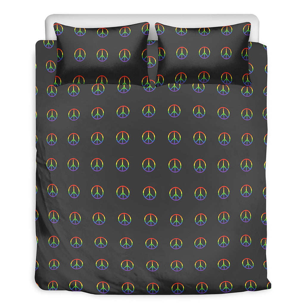 Rainbow LGBT Peace Sign Pattern Print Duvet Cover Bedding Set
