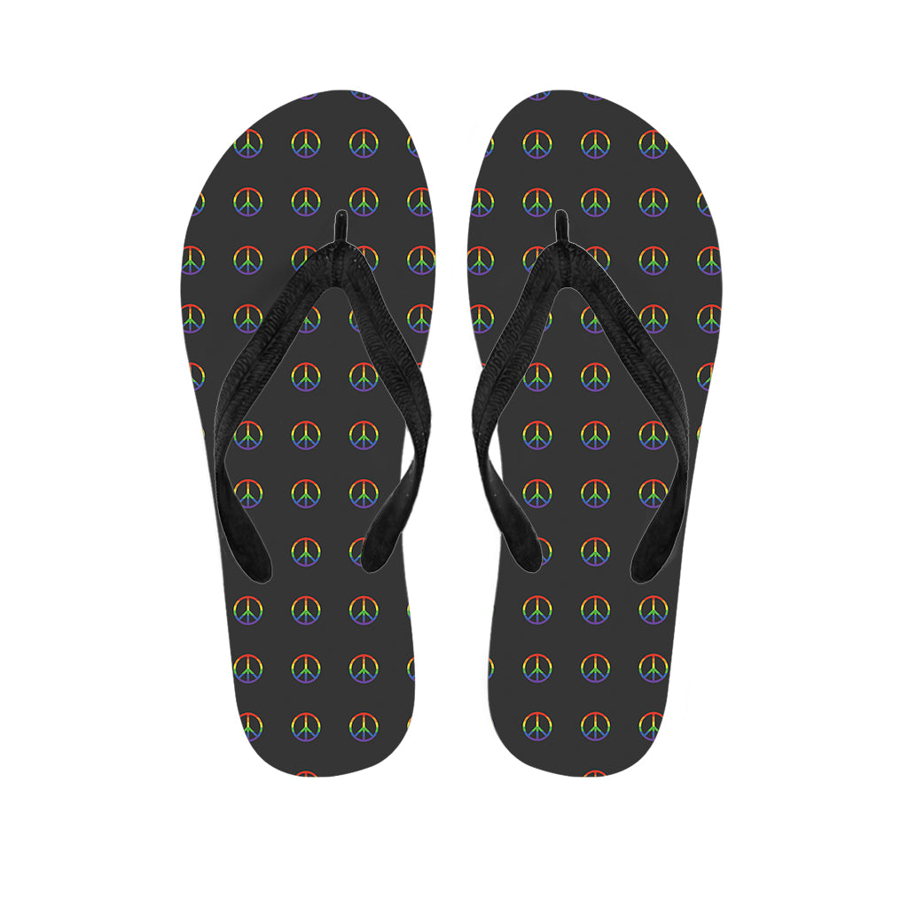 Rainbow LGBT Peace Sign Pattern Print Flip Flops