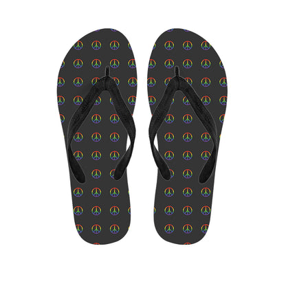 Rainbow LGBT Peace Sign Pattern Print Flip Flops
