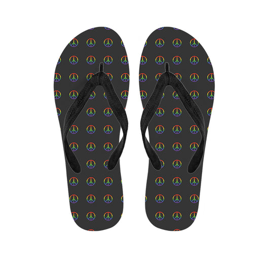 Rainbow LGBT Peace Sign Pattern Print Flip Flops
