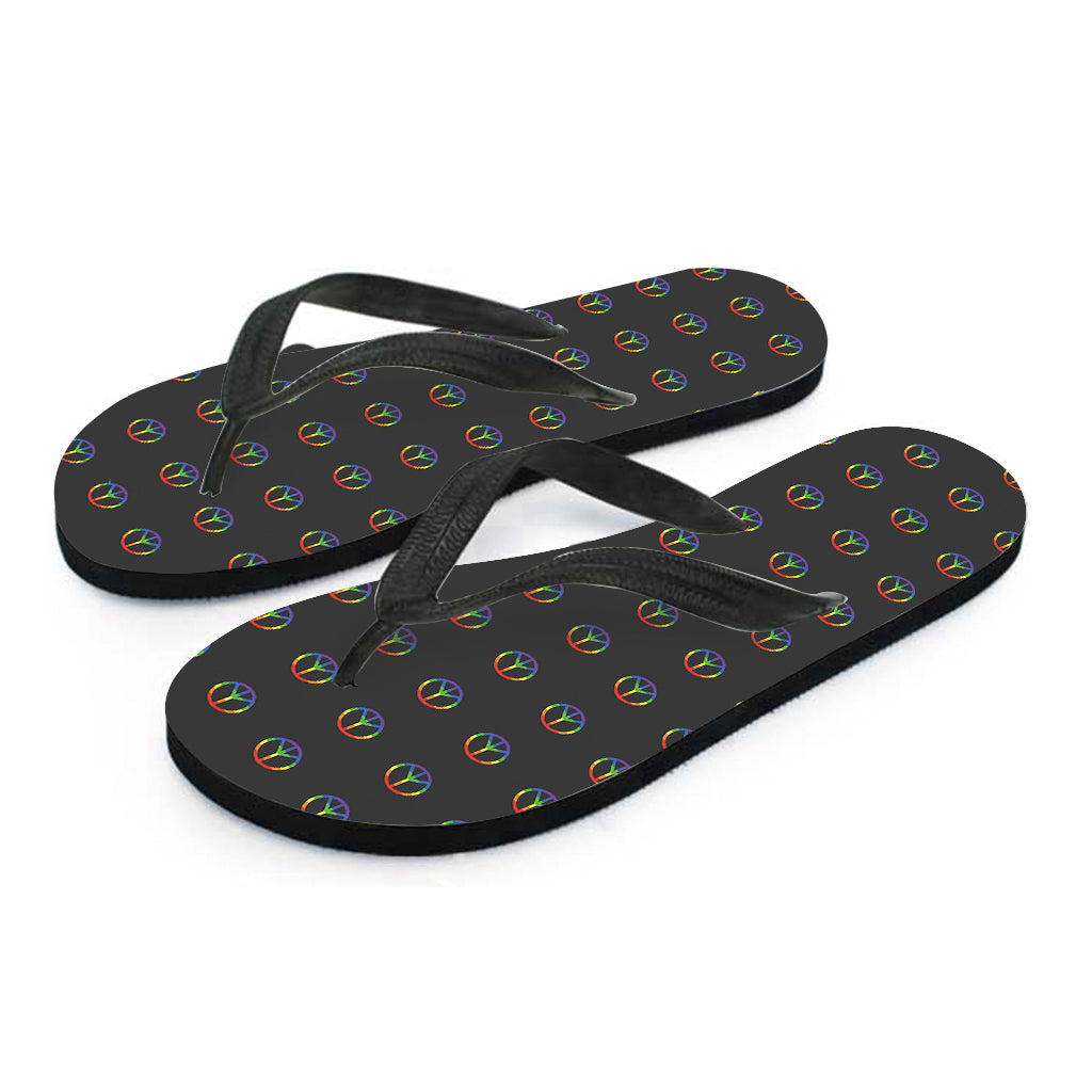 Rainbow LGBT Peace Sign Pattern Print Flip Flops