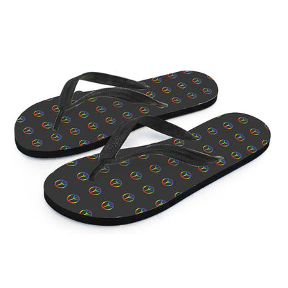 Rainbow LGBT Peace Sign Pattern Print Flip Flops