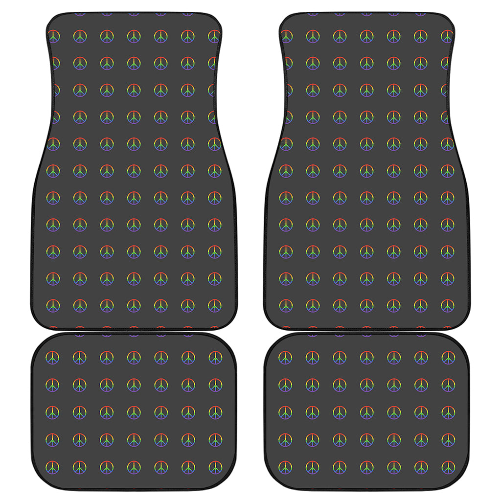 Rainbow LGBT Peace Sign Pattern Print Front and Back Car Floor Mats