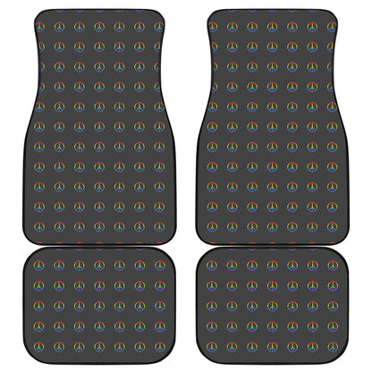 Rainbow LGBT Peace Sign Pattern Print Front and Back Car Floor Mats