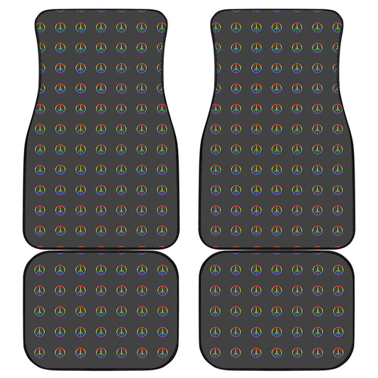 Rainbow LGBT Peace Sign Pattern Print Front and Back Car Floor Mats