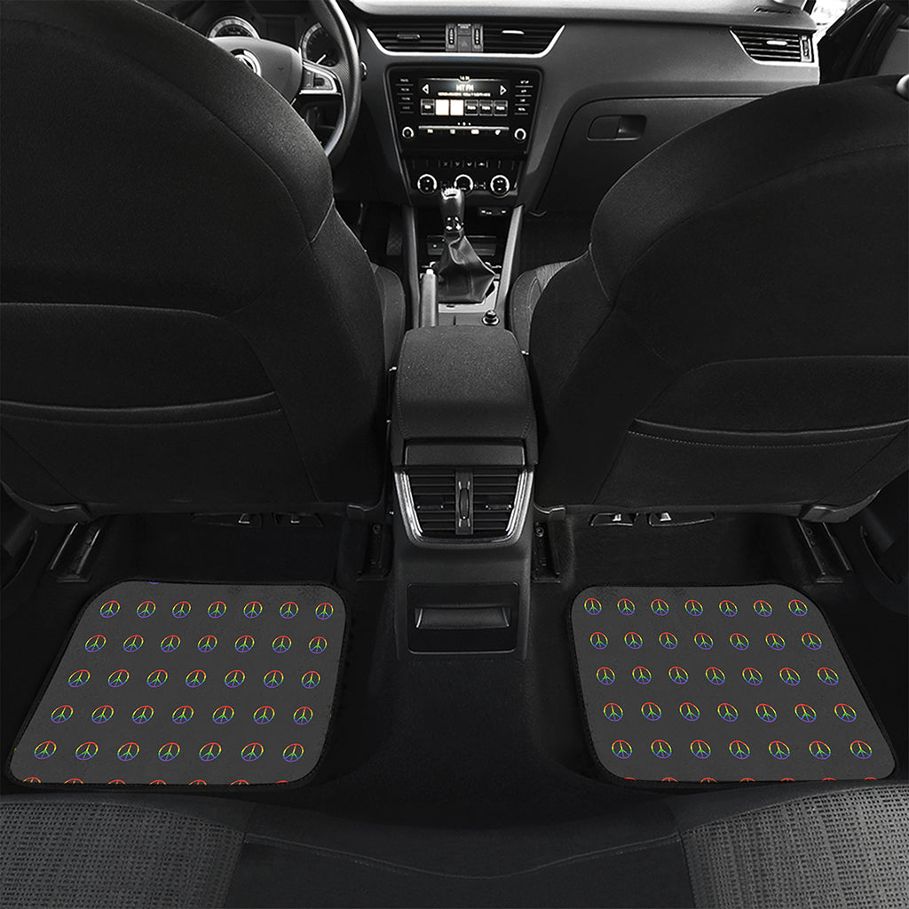 Rainbow LGBT Peace Sign Pattern Print Front and Back Car Floor Mats