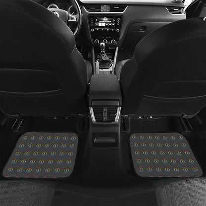 Rainbow LGBT Peace Sign Pattern Print Front and Back Car Floor Mats