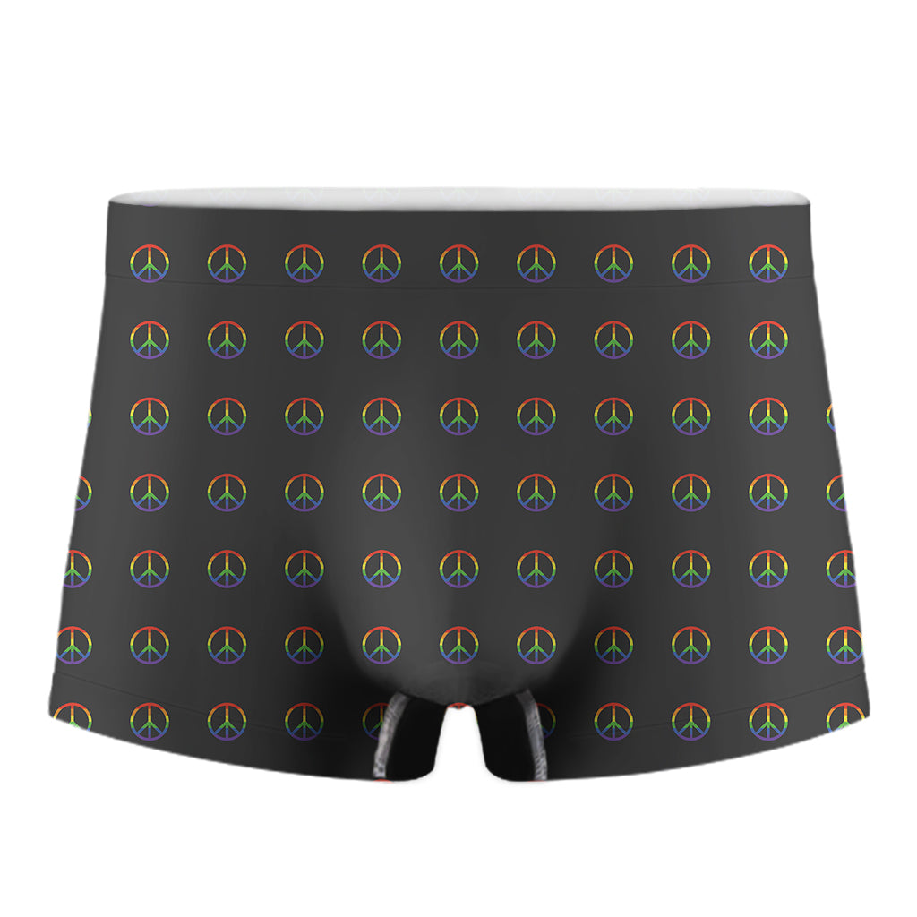 Rainbow LGBT Peace Sign Pattern Print Men's Boxer Briefs
