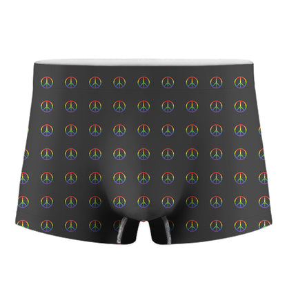 Rainbow LGBT Peace Sign Pattern Print Men's Boxer Briefs