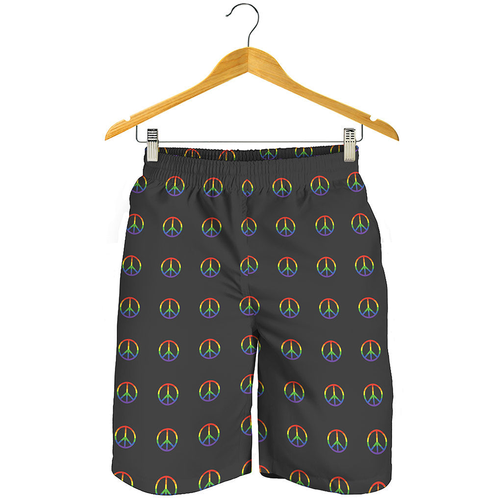Rainbow LGBT Peace Sign Pattern Print Men's Shorts