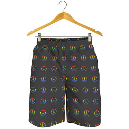 Rainbow LGBT Peace Sign Pattern Print Men's Shorts