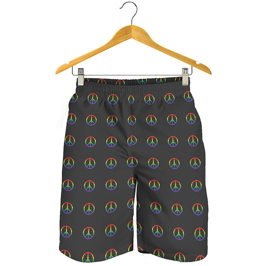 Rainbow LGBT Peace Sign Pattern Print Men's Shorts
