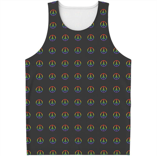 Rainbow LGBT Peace Sign Pattern Print Men's Tank Top