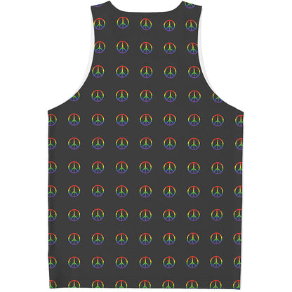 Rainbow LGBT Peace Sign Pattern Print Men's Tank Top