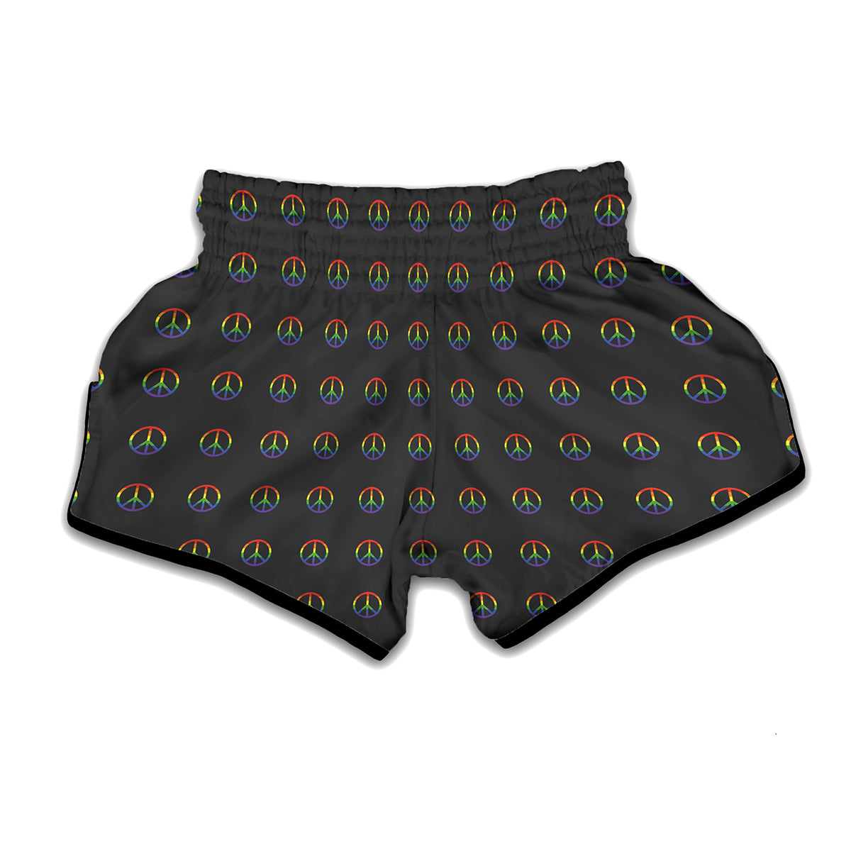 Rainbow LGBT Peace Sign Pattern Print Muay Thai Boxing Shorts