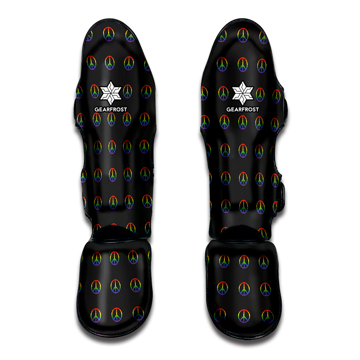 Rainbow LGBT Peace Sign Pattern Print Muay Thai Shin Guard