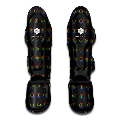 Rainbow LGBT Peace Sign Pattern Print Muay Thai Shin Guard