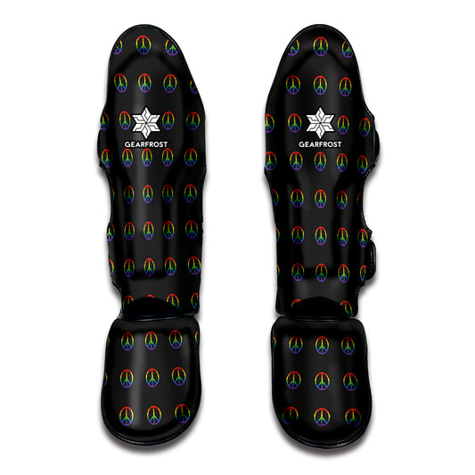 Rainbow LGBT Peace Sign Pattern Print Muay Thai Shin Guard
