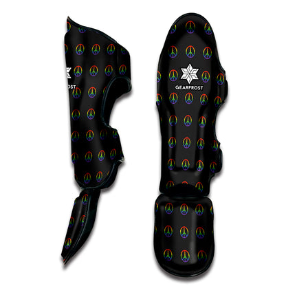 Rainbow LGBT Peace Sign Pattern Print Muay Thai Shin Guard