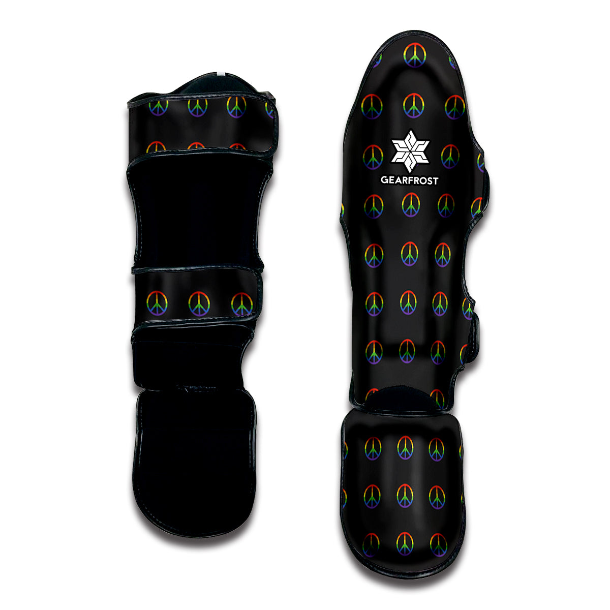 Rainbow LGBT Peace Sign Pattern Print Muay Thai Shin Guard