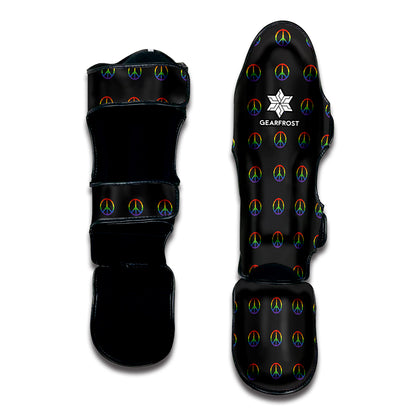 Rainbow LGBT Peace Sign Pattern Print Muay Thai Shin Guard