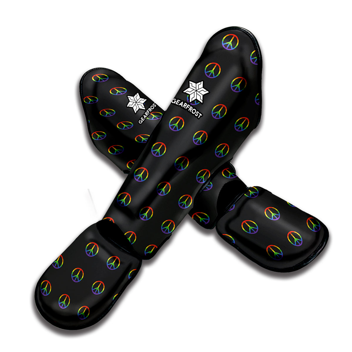 Rainbow LGBT Peace Sign Pattern Print Muay Thai Shin Guard