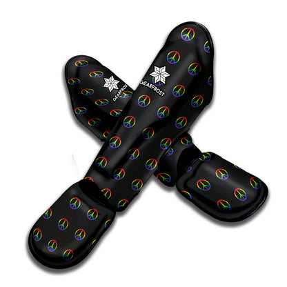 Rainbow LGBT Peace Sign Pattern Print Muay Thai Shin Guard