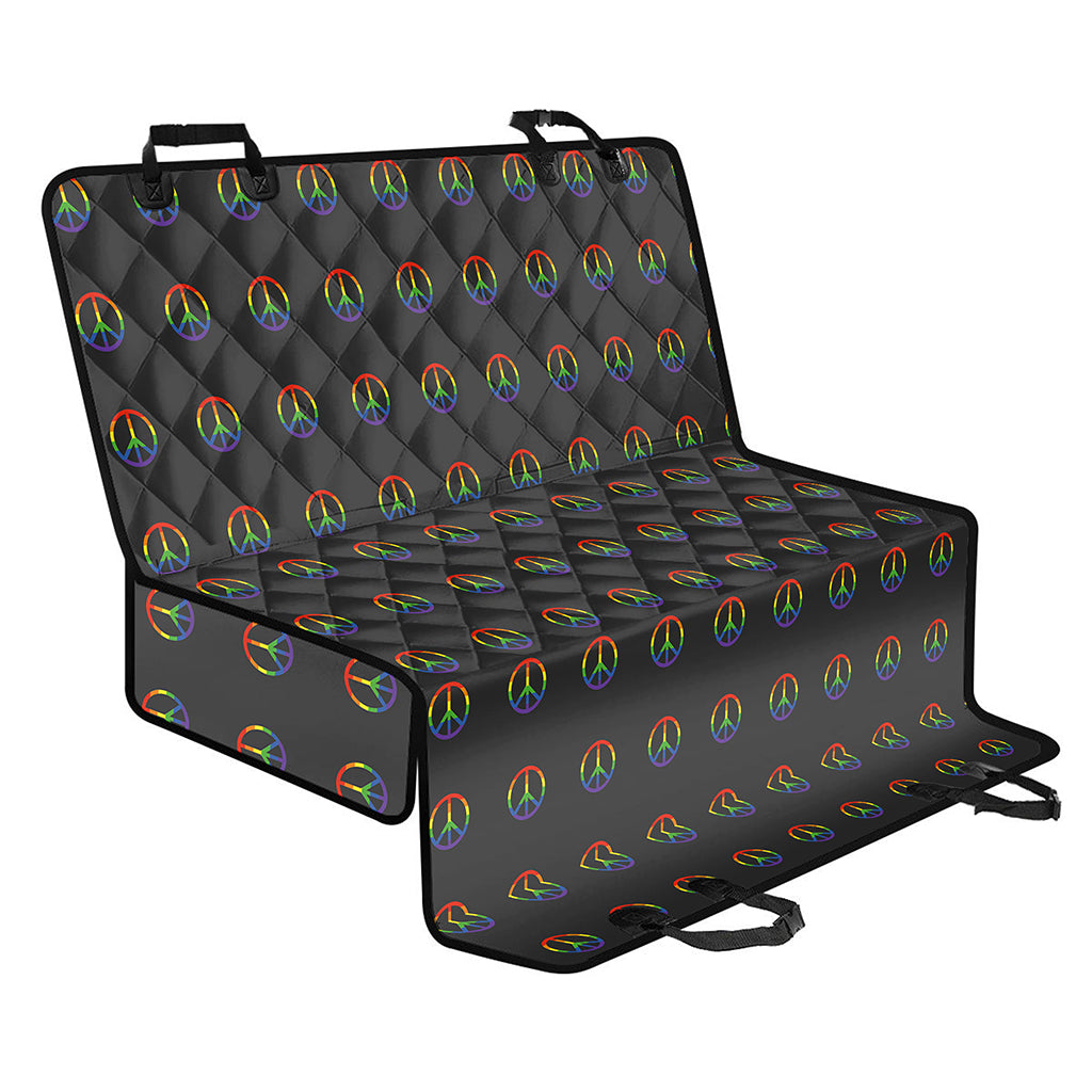 Rainbow LGBT Peace Sign Pattern Print Pet Car Back Seat Cover
