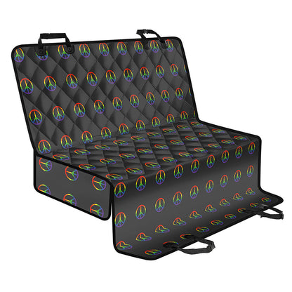 Rainbow LGBT Peace Sign Pattern Print Pet Car Back Seat Cover