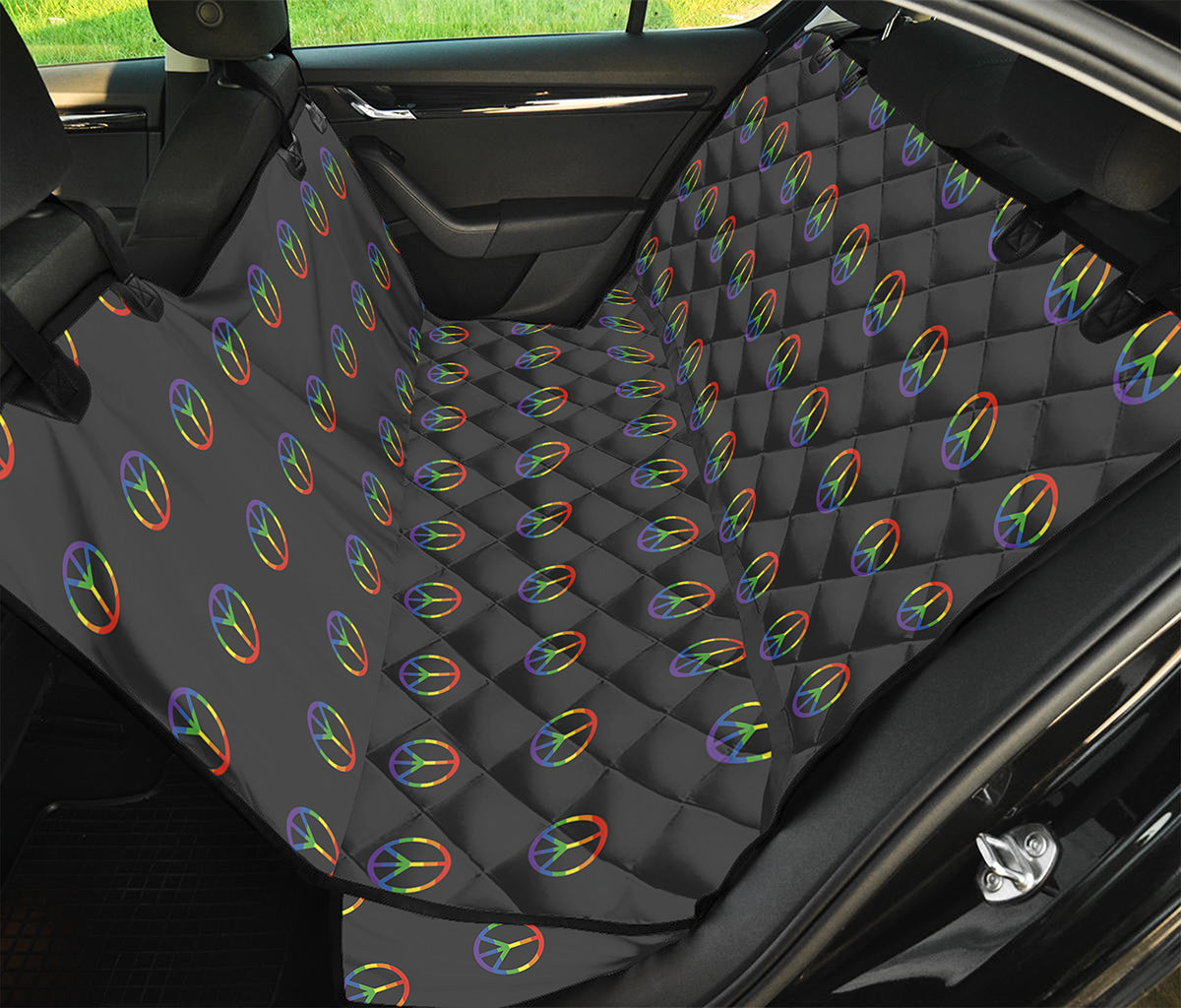 Rainbow LGBT Peace Sign Pattern Print Pet Car Back Seat Cover