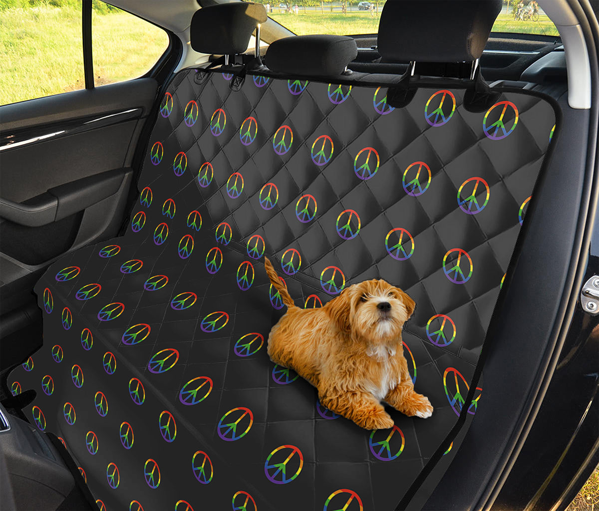 Rainbow LGBT Peace Sign Pattern Print Pet Car Back Seat Cover