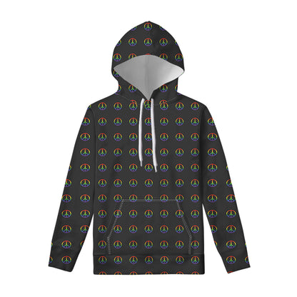 Rainbow LGBT Peace Sign Pattern Print Pullover Hoodie
