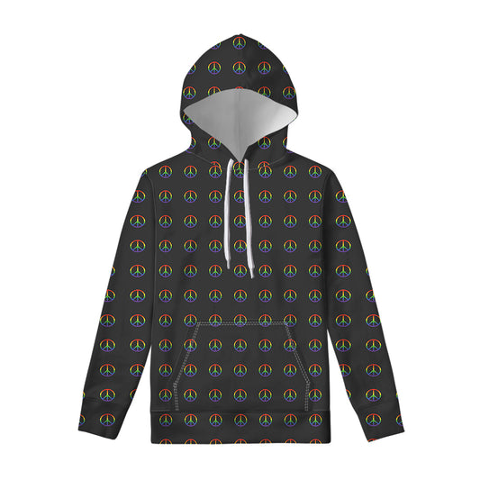 Rainbow LGBT Peace Sign Pattern Print Pullover Hoodie