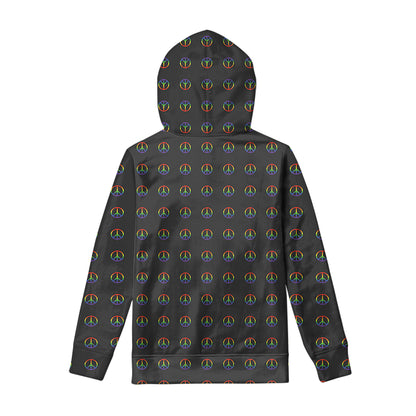 Rainbow LGBT Peace Sign Pattern Print Pullover Hoodie