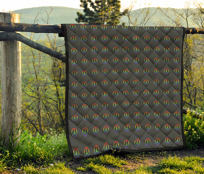 Rainbow LGBT Peace Sign Pattern Print Quilt