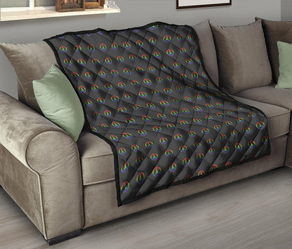Rainbow LGBT Peace Sign Pattern Print Quilt