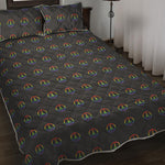Rainbow LGBT Peace Sign Pattern Print Quilt Bed Set