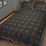 Rainbow LGBT Peace Sign Pattern Print Quilt Bed Set