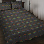 Rainbow LGBT Peace Sign Pattern Print Quilt Bed Set