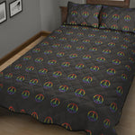Rainbow LGBT Peace Sign Pattern Print Quilt Bed Set