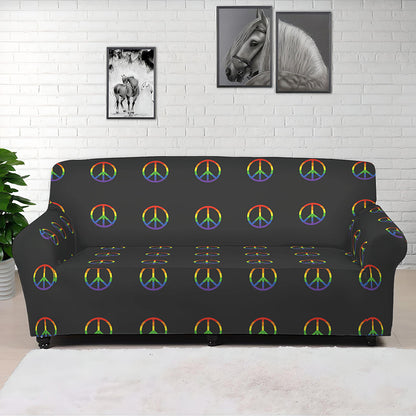 Rainbow LGBT Peace Sign Pattern Print Sofa Cover