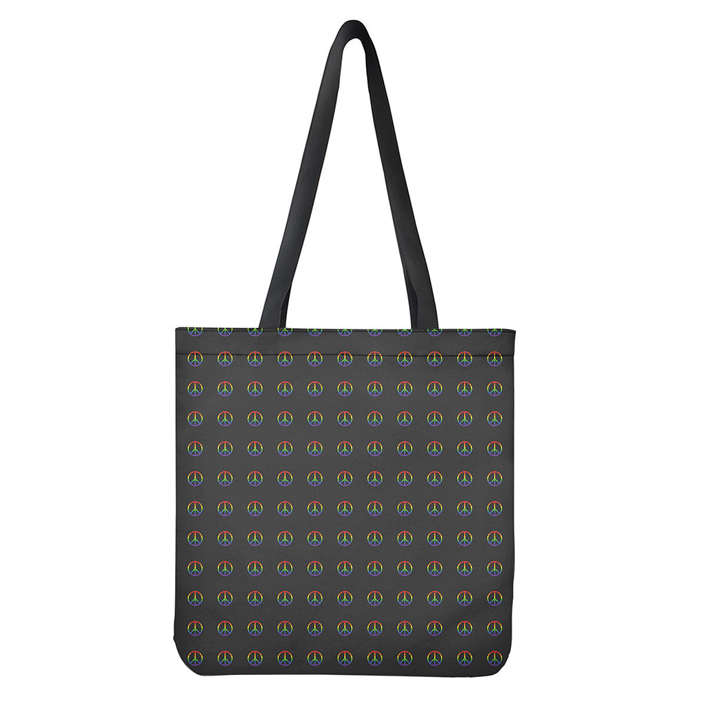 Rainbow LGBT Peace Sign Pattern Print Tote Bag