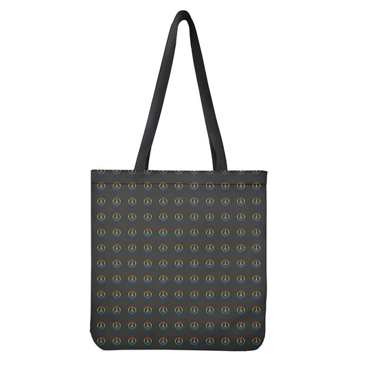 Rainbow LGBT Peace Sign Pattern Print Tote Bag