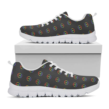 Rainbow LGBT Peace Sign Pattern Print White Sneakers