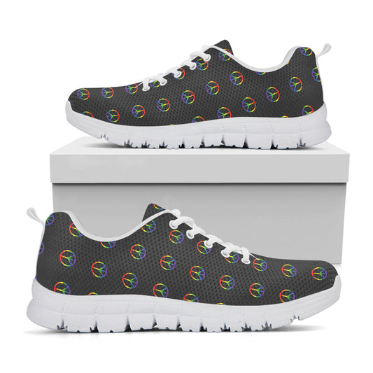 Rainbow LGBT Peace Sign Pattern Print White Sneakers